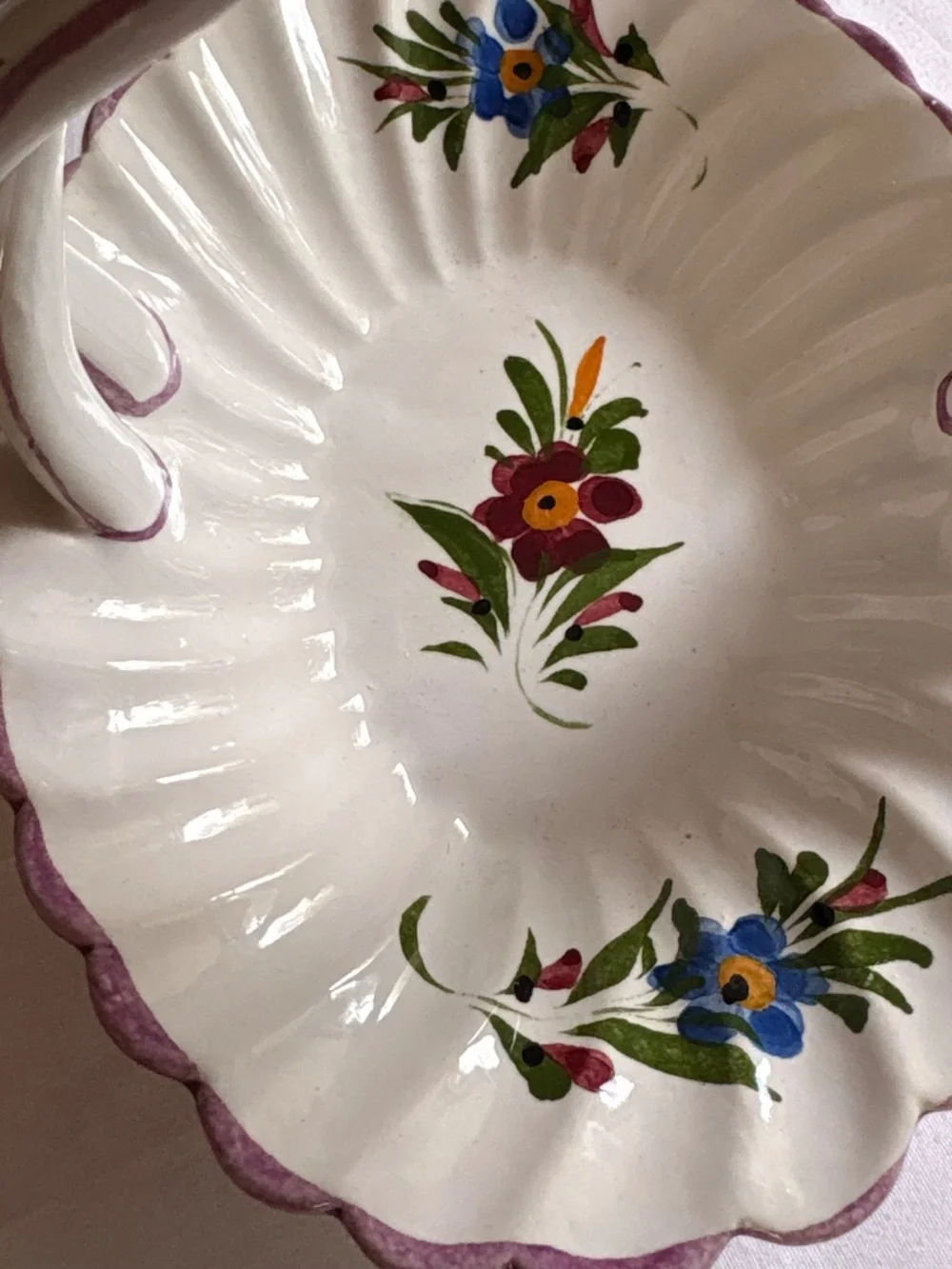 Vintage Hand Painted Porcelain Italian Floral Basket 6